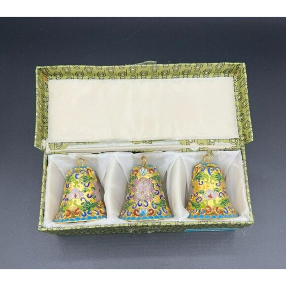 Lillian Vernon Cloisonne Enamel Bell Ornament 2" - Set Of 3 ~ #396 COLORFUL - Picture 2 of 9